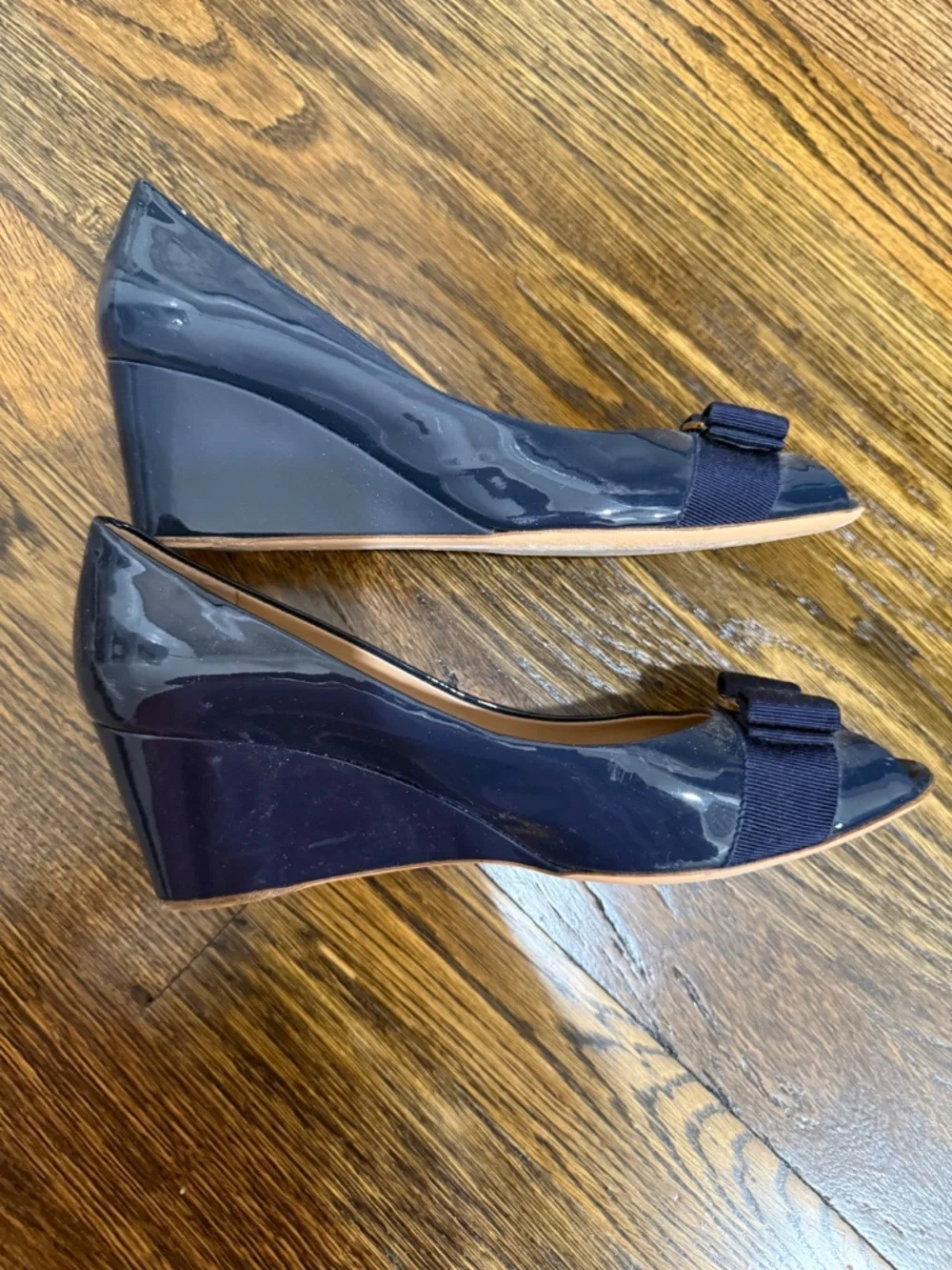 Salvatore Ferragamo bow peep toe